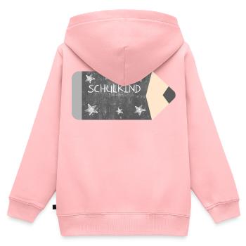 Crayon de couleur tableau noir design craie - étoiles - Écolier - Sweat Premium à capuche zippé enfant bio - rose - Dos - AI Model Kid Female (0cm)