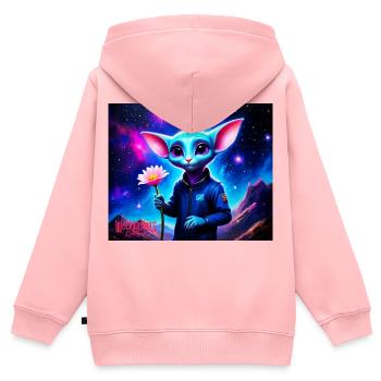 Wonky Maus - Kinder Premium Organic Zip Hoodie - Rosa - Hinten - AI Model Kid Female (0cm)