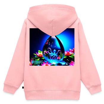 gouttes d’eau - Sweat Premium à capuche zippé enfant bio - rose - Dos - AI Model Kid Female (0cm)