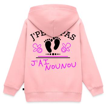 JPEUX PAS JAI nounou fille - Sweat Premium à capuche zippé enfant bio - rose - Dos - AI Model Kid Female (0cm)