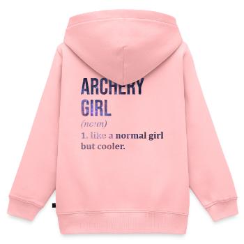 Bogenschießen Bogenschießen Bogenschießen - Kinder Premium Organic Zip Hoodie - Rosa - Hinten - AI Model Kid Female (0cm)