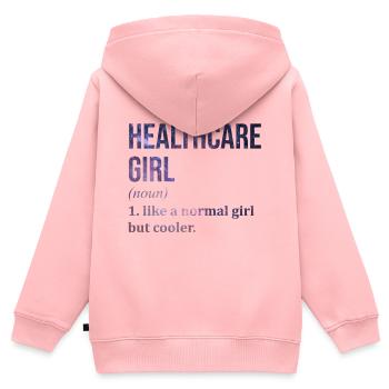Gesundheitswesen Gesundheitswesen Gesundheitswesen Gesundheitswesen - Kinder Premium Organic Zip Hoodie - Rosa - Hinten - AI Model Kid Female (0cm)