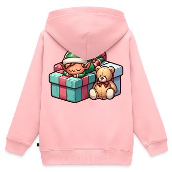 Wichtel Zwerge - Kinder Premium Organic Zip Hoodie - Rosa - Hinten - AI Model Kid Female (0cm)