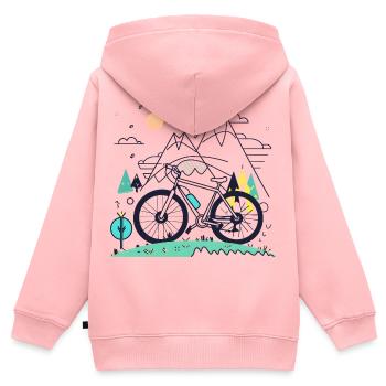 Fahrradfahrer - Kinder Premium Organic Zip Hoodie - Rosa - Hinten - AI Model Kid Female (0cm)