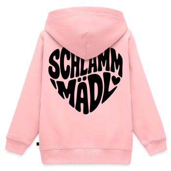 Schlamm Mädl  - Kinder Premium Organic Zip Hoodie - Rosa - Hinten - AI Model Kid Female (0cm)