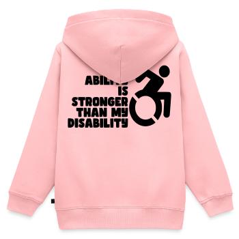Meine Kraft ist größer als meine Behinderung # - Kinder Premium Organic Zip Hoodie - Rosa - Hinten - AI Model Kid Female (0cm)