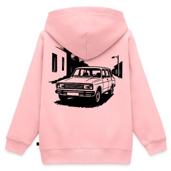 Ostblock-Legende - Kinder Premium Organic Zip Hoodie - Rosa - Hinten - AI Model Kid Female (0cm)