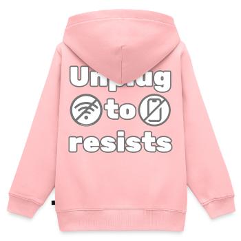 Unplug to Resist – DigitalDetox Statement Design - Kinder Premium Organic Zip Hoodie - Rosa - Hinten - AI Model Kid Female (0cm)