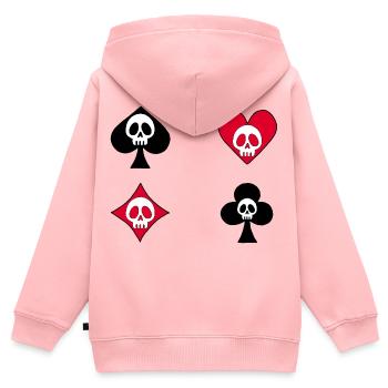 Totenköpfe und Kartenspiel - Kinder Premium Organic Zip Hoodie - Rosa - Hinten - AI Model Kid Female (0cm)