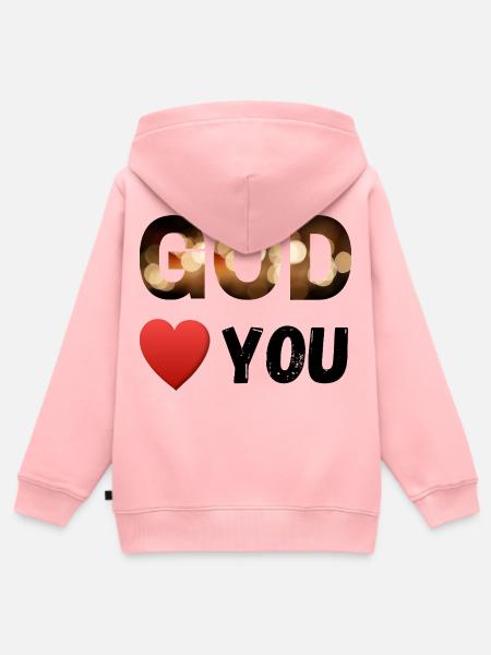 Gott liebt dich - Kinder Premium Organic Zip Hoodie - Rosa