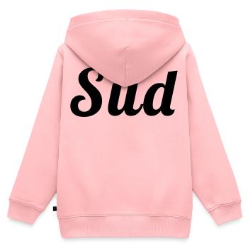 schwarz, weiss, blau - Alm Statement - Kinder Premium Organic Zip Hoodie - Rosa - Hinten - AI Model Kid Female (0cm)
