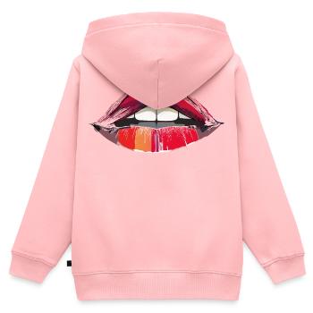 KISS ME - Kinder Premium Organic Zip Hoodie - Rosa - Hinten - AI Model Kid Female (0cm)