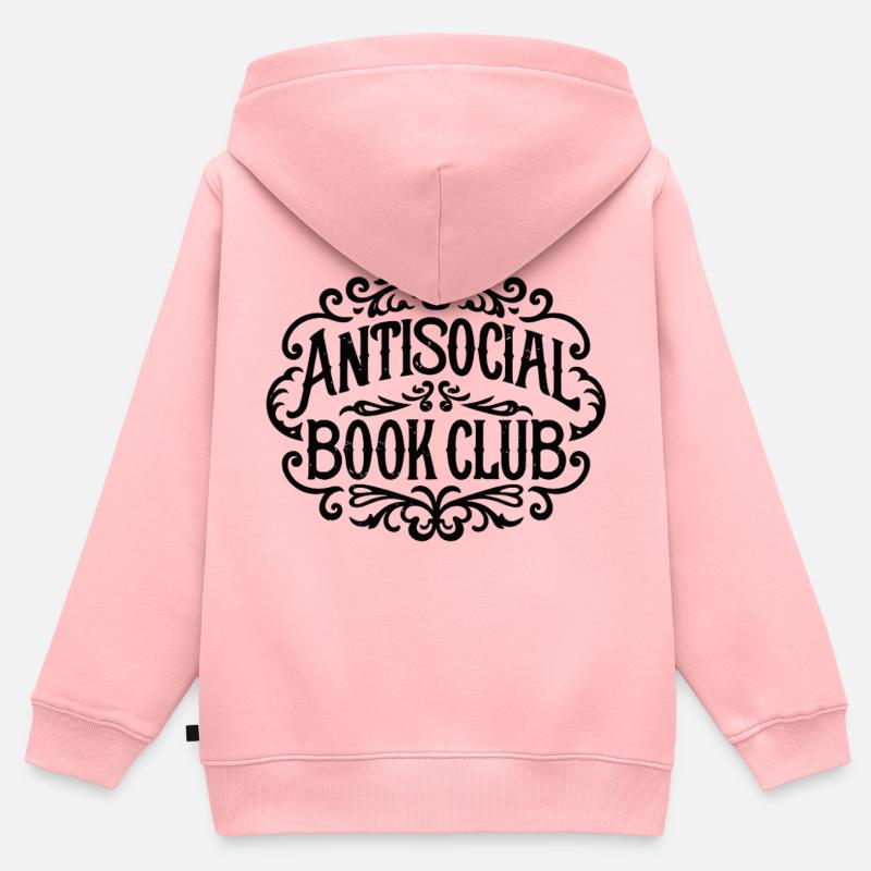 Club de lecture antisocial drôle rat de bibliothèque introverti - Sweat Premium à capuche zippé enfant bio - rose