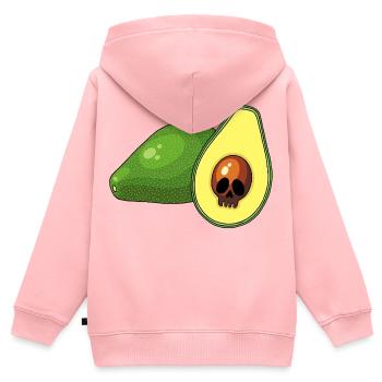 Avocado-Schädel - Kinder Premium Organic Zip Hoodie - Rosa - Hinten - AI Model Kid Female (0cm)