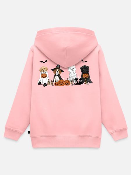 Hunde-Halloween - Kinder Premium Organic Zip Hoodie - Rosa