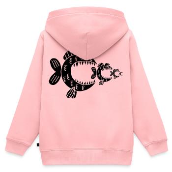 Schwarzer Fisch und die Nahrungskette - Kinder Premium Organic Zip Hoodie - Rosa - Hinten - AI Model Kid Female (0cm)