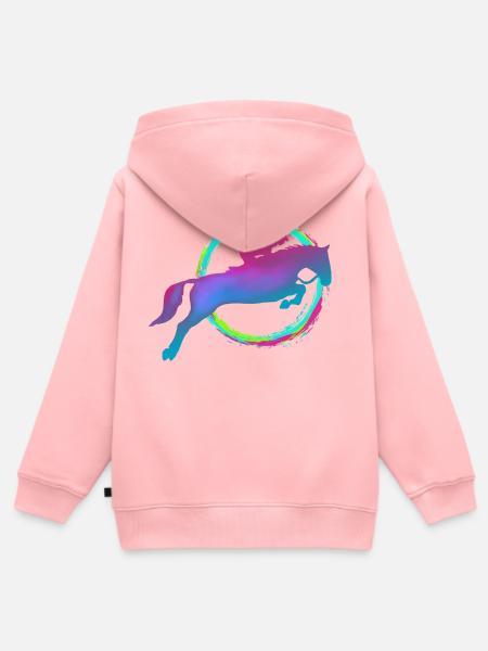 Horse Riding - Kinder Premium Organic Zip Hoodie - Rosa