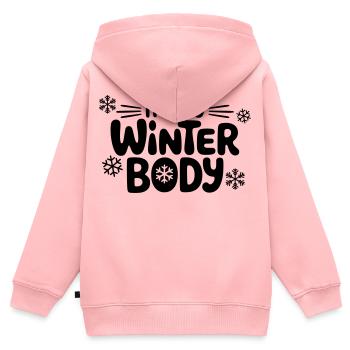 winter lichaam - Kinder Premium zip hoodie biologisch - roze - Achter - AI Model Kid Female (0cm)