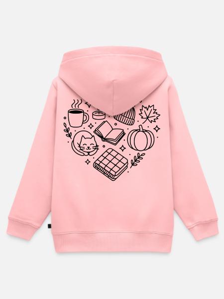 Herbst Herz, herbstliche Gemütlichkeit, herbstlich - Kinder Premium Organic Zip Hoodie - Rosa