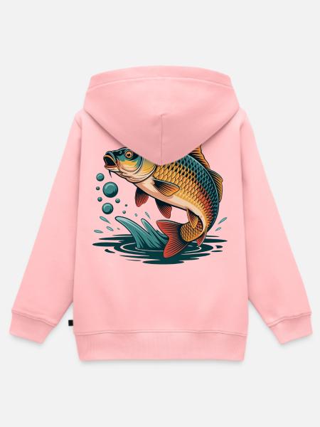 Springender Karpfen - Kinder Premium Organic Zip Hoodie - Rosa