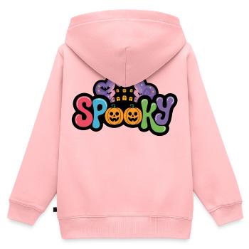 Spooky Halloween Haus Illustration - Kinder Premium Organic Zip Hoodie - Rosa - Hinten - AI Model Kid Female (0cm)
