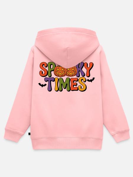 Spooky Times Halloween Pumpkin - Kinder Premium Organic Zip Hoodie - Rosa