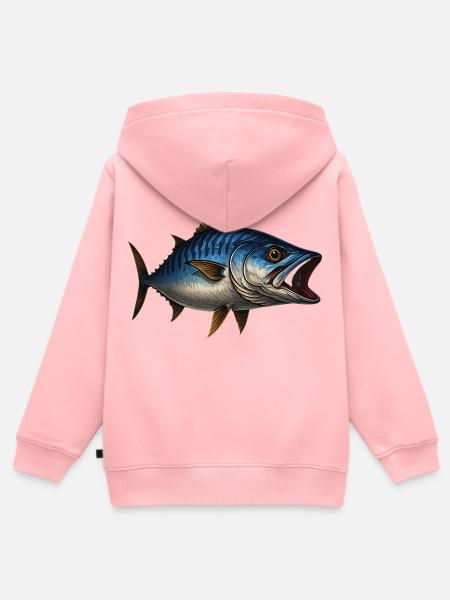 Dynamischer Blauflossen-Thunfisch Illustration - Kinder Premium Organic Zip Hoodie - Rosa