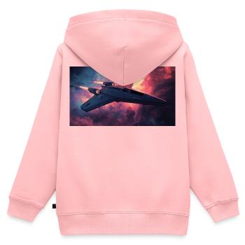 Raumschiff - Kinder Premium Organic Zip Hoodie - Rosa - Hinten - AI Model Kid Female (0cm)