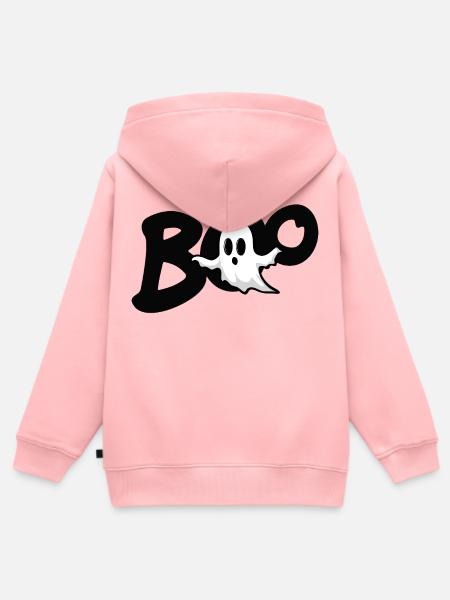 Niedlicher Halloween-Geist – Boo - Kinder Premium Organic Zip Hoodie - Rosa