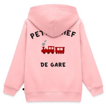 Petit Maître de Gare Lokomotive - Kinder Premium Organic Zip Hoodie - Rosa - Hinten - AI Model Kid Female (0cm)