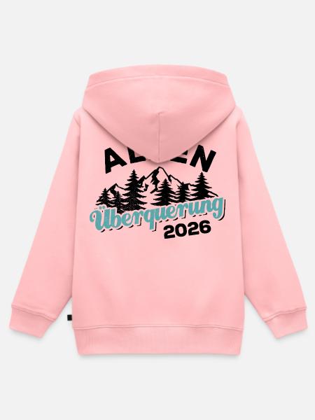 Alpen Überquerung 2026 - Wandern - Kinder Premium Organic Zip Hoodie - Rosa