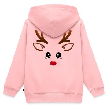 Renne Rudolph au nez rouge - Sweat Premium à capuche zippé enfant bio - rose - Dos - AI Model Kid Female (0cm)