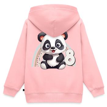 8ème anniversaire Panda Ours Arc-en-ciel Mignon Mignon - Sweat Premium à capuche zippé enfant bio - rose - Dos - AI Model Kid Female (0cm)