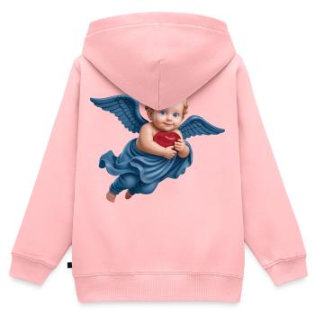 CUPID CHERUB #1 - peace & love - Sweat Premium à capuche zippé enfant bio - rose - Dos - AI Model Kid Female (0cm)