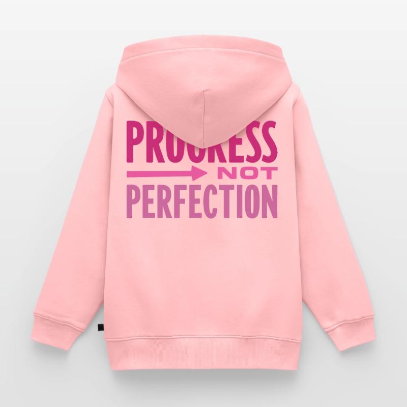 Le progrès, pas la perfection Le progrès compte Sweat Premium à capuche zippé enfant bio