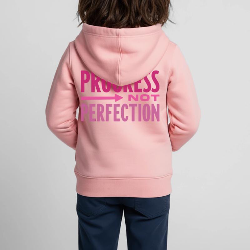 Le progrès, pas la perfection Le progrès compte Sweat Premium à capuche zippé enfant bio