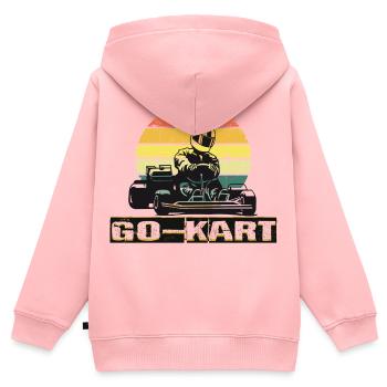 Faire du karting - Sweat Premium à capuche zippé enfant bio - rose - Dos - AI Model Kid Female (0cm)