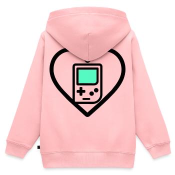 Retro Heart – Retro-Handheld-Konsole - Kinder Premium Organic Zip Hoodie - Rosa - Hinten - AI Model Kid Female (0cm)