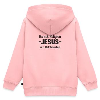 Jesus ist Beziehung - Kinder Premium Organic Zip Hoodie - Rosa - Hinten - AI Model Kid Female (0cm)