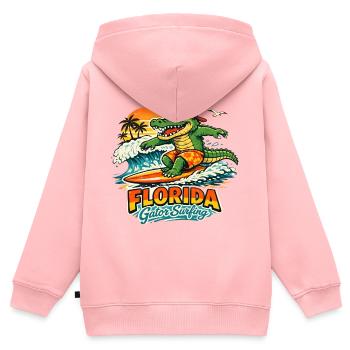 Surfender Alligator in Florida - Kinder Premium Organic Zip Hoodie - Rosa - Hinten - AI Model Kid Female (0cm)
