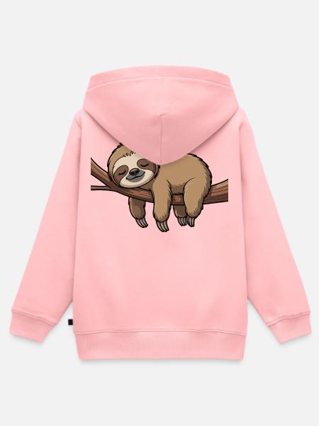 Schlafendes Faultier auf Ast - Kinder Premium Organic Zip Hoodie - Rosa
