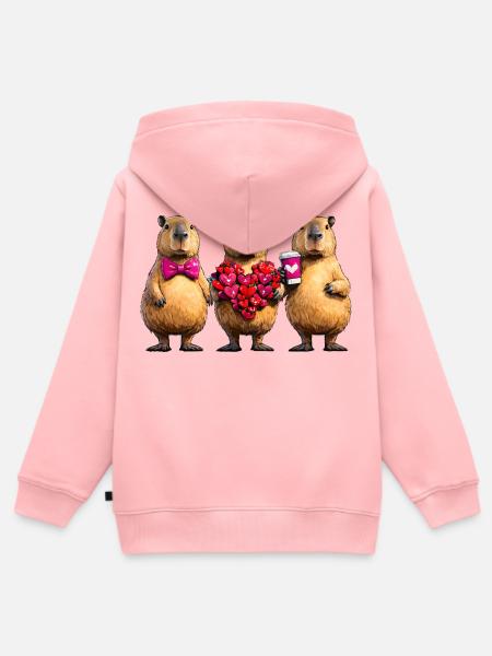 Liebesbiber Trio - Kinder Premium Organic Zip Hoodie - Rosa