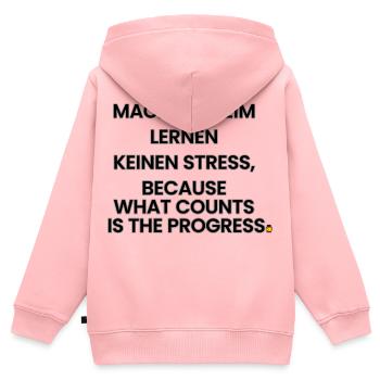 Deutsch-Englisch-Reim 1 (Ver. B) - Kinder Premium Organic Zip Hoodie - Rosa - Hinten - AI Model Kid Female (0cm)