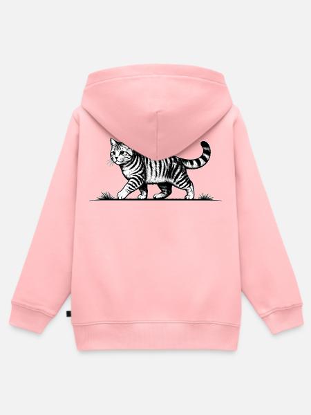 Katze Laufende Katze - Kinder Premium Organic Zip Hoodie - Rosa