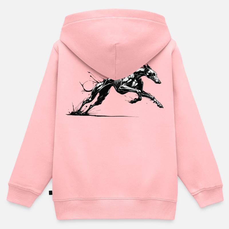 Galgo Ink 01 - Sweat Premium à capuche zippé enfant bio - rose
