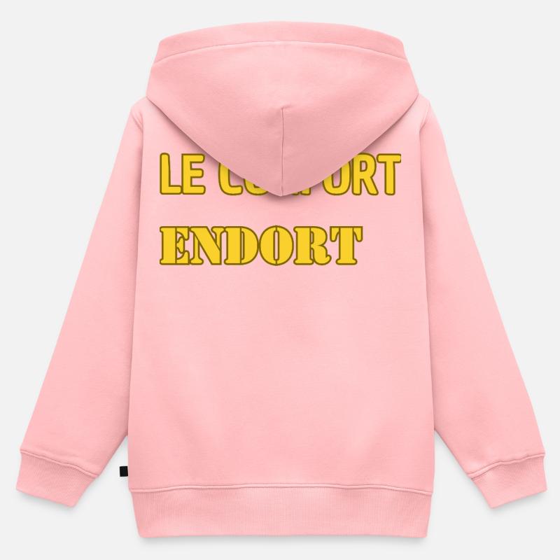 Le confort endort. - Sweat Premium à capuche zippé enfant bio - rose