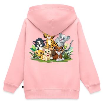 Tierfreunde im Dschungel - Kinder Premium Organic Zip Hoodie - Rosa - Hinten - AI Model Kid Female (0cm)
