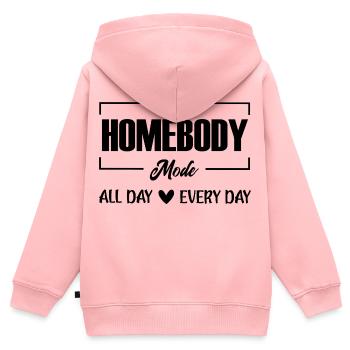 Homebody Mode all Day every Day  - Kinder Premium Organic Zip Hoodie - Rosa - Hinten - AI Model Kid Female (0cm)