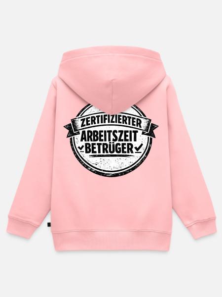 Arbeitszeitbetrug Ist Kein Verbrechen - Kinder Premium Organic Zip Hoodie - Rosa