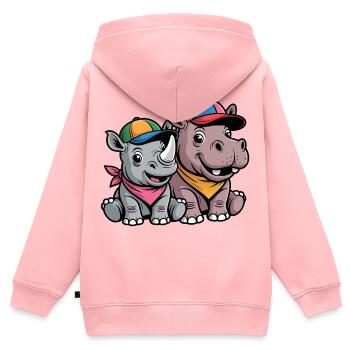 Funny Baby Rhino & Hippo – Cute Animal Duo - Kids Premium Organic Zip-up Hoodie - rose - Back - AI Model Kid Female (0cm)